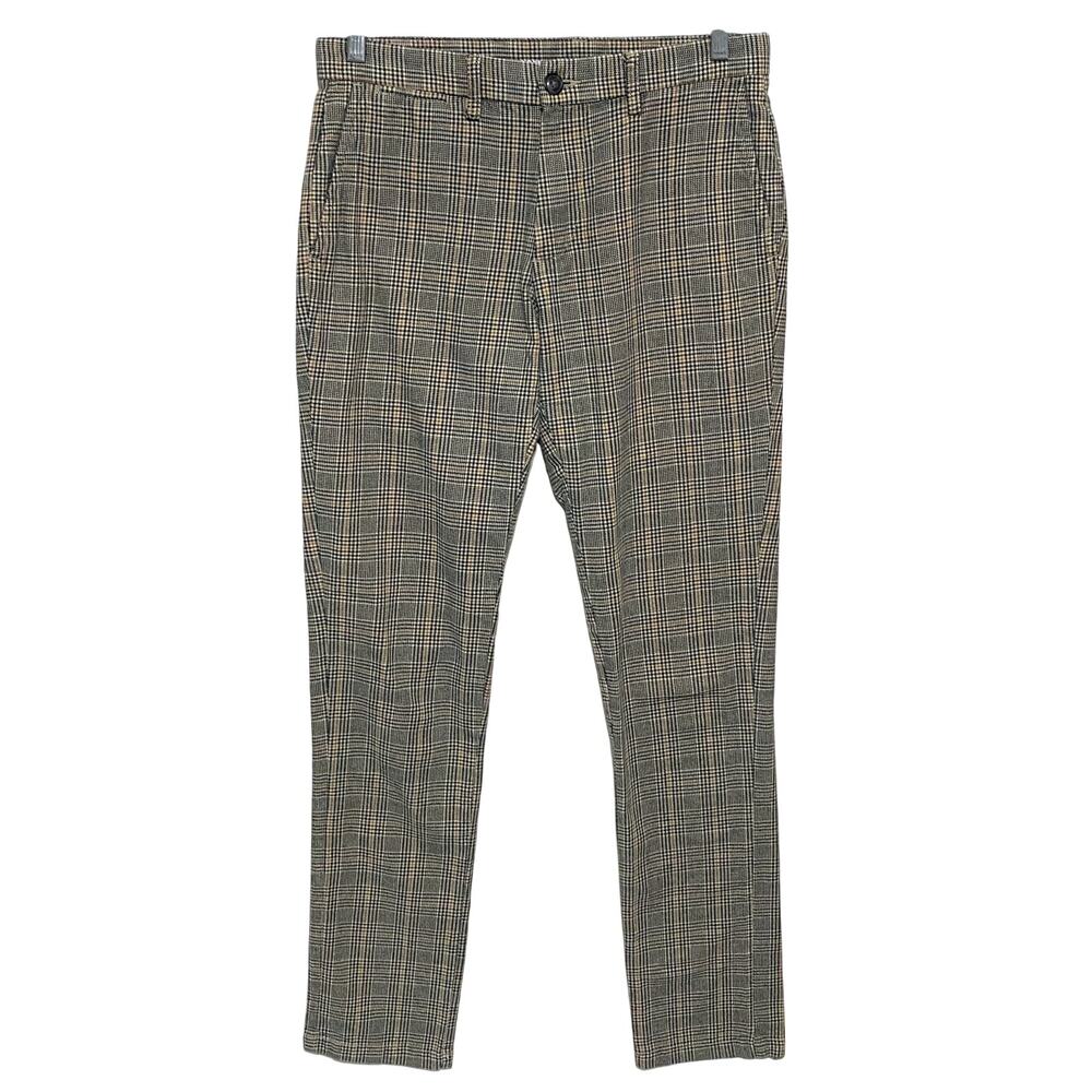 Old Navy Slim Fit Ultimate Brown Plaid Chino Pants Mens 30x29.5 Business Casual